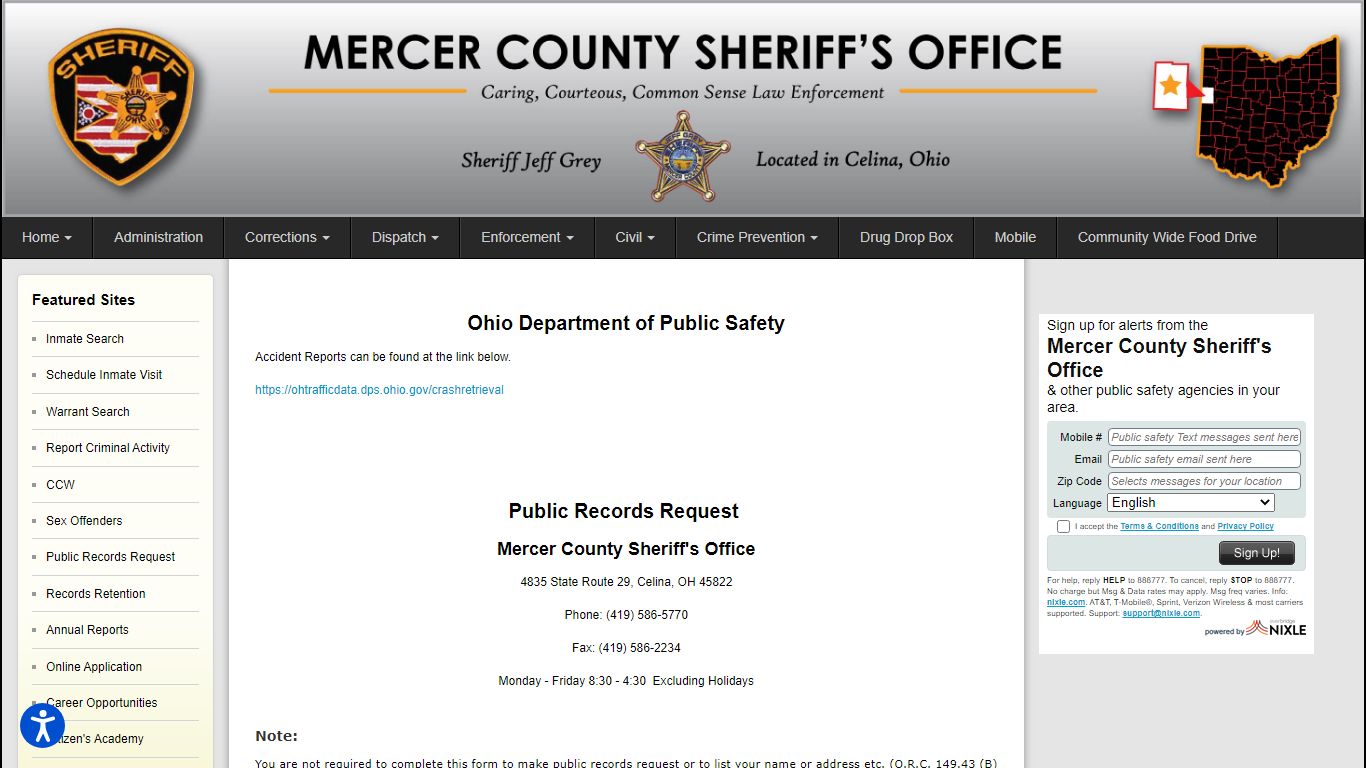 Public Records Request - Mercer County Sheriff's Office